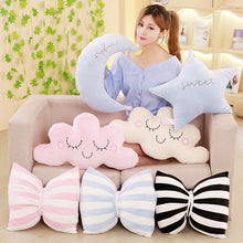 Load image into Gallery viewer, cute Sky Series Stuffed Moon, Star Clouds bowknot Plush Baby Toys Soft Cushion Nice baby sleeping Pillow kids gifts home decor
